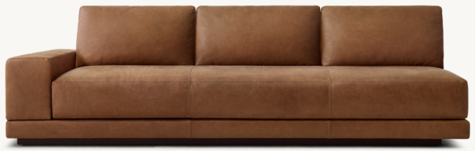 Shown in Italian Cavallino Cocoa. Cushion configuration varies by frame size.