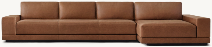 Cortona Leather Full Cushion Back Right-Arm L-Chaise Sectional