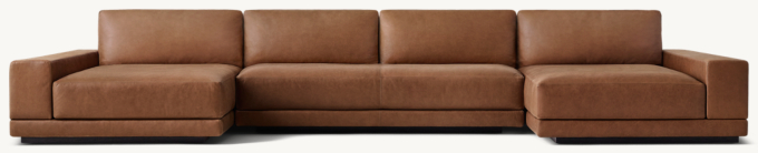Cortona Leather Full Cushion Back U-Chaise Sectional