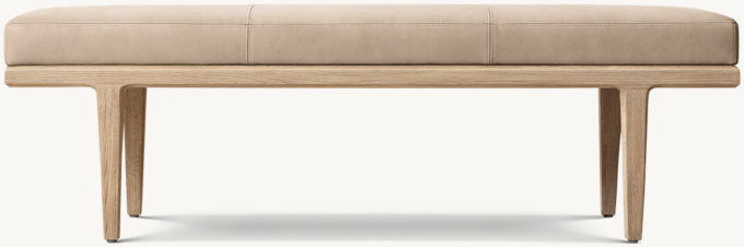 Gael Oak Leather End-of-Bed Bench