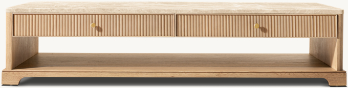 Genevieve Emperador Reeded Coffee Table with Drawers