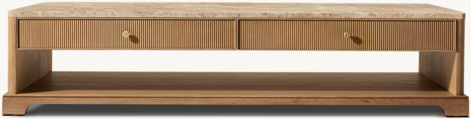 Genevieve Emperador Reeded Coffee Table with Drawers