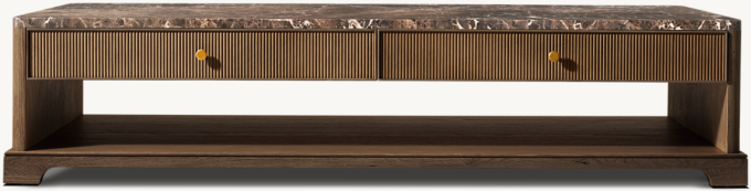 Genevieve Emperador Reeded Coffee Table with Drawers