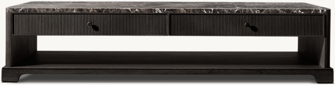 Front view of Genevieve Emperador Reeded Coffee Table With Drawers 
