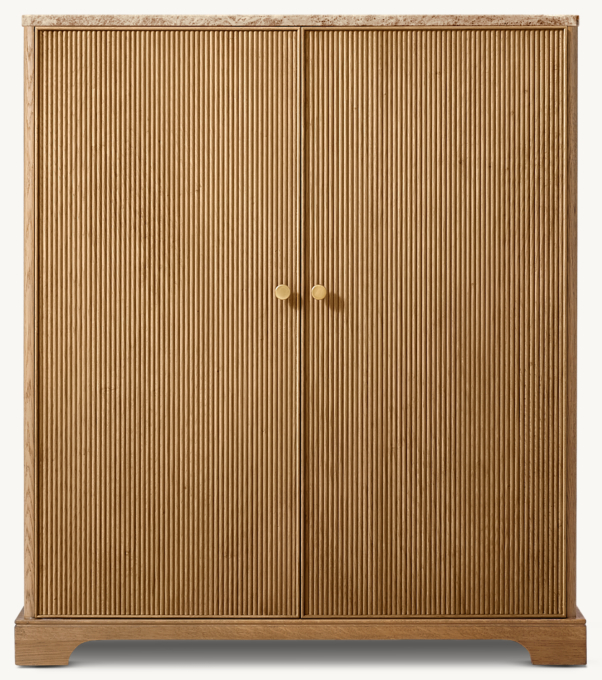 Genevieve Emperador Reeded Bar Cabinet