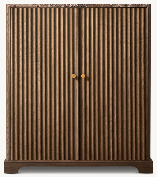 Genevieve Emperador Reeded Bar Cabinet