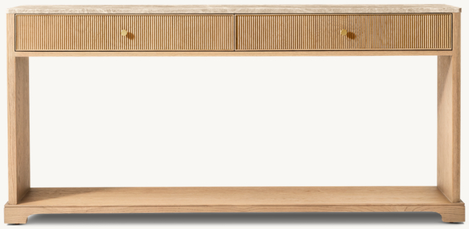 Genevieve Emperador Reeded Console Table with Drawers