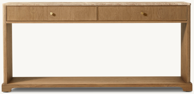 Genevieve Emperador Reeded Console Table with Drawers