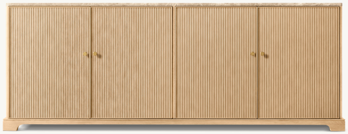 Front view of Genevieve Emperador Reeded 4-Door Sideboard 