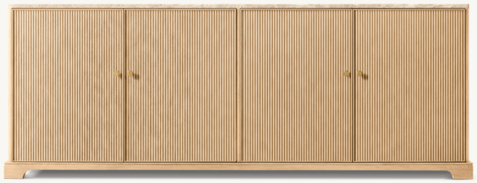 Front view of Genevieve Emperador Reeded 4-Door Sideboard 