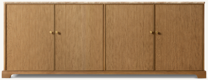 Front view of Genevieve Emperador Reeded 4-Door Sideboard 