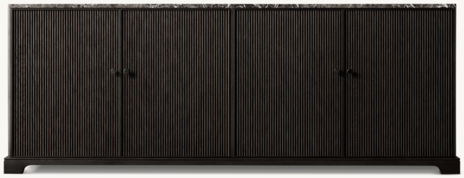 Front view of Genevieve Emperador Reeded 4-Door Sideboard 