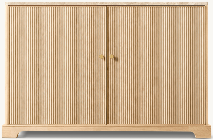 Front view of Genevieve Emperador Reeded Double-Door Sideboard 