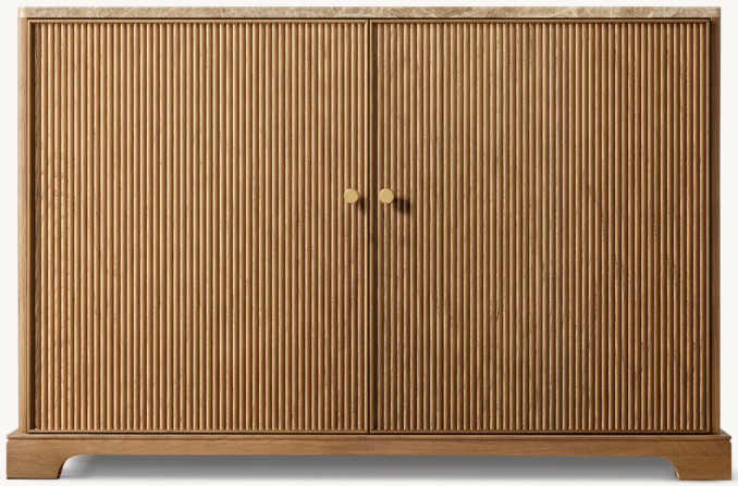 Front view of Genevieve Emperador Reeded Double-Door Sideboard 