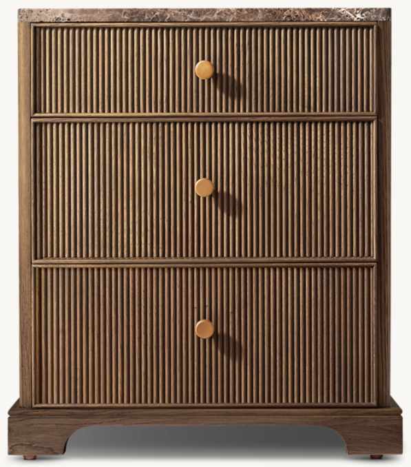 Front view of Genevieve Emperador Reeded Closed Nightstand 