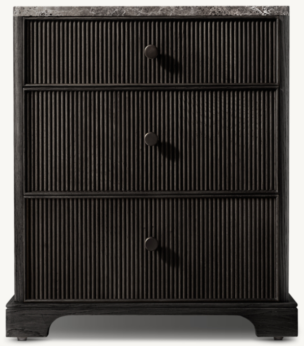 Front view of Genevieve Emperador Reeded Closed Nightstand 