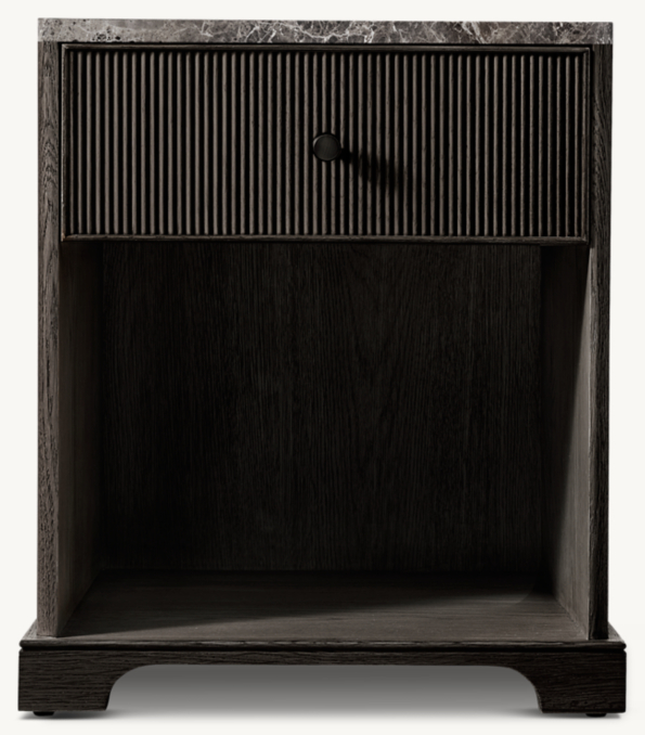 Front view of Genevieve Emperador Reeded Open Nightstand 