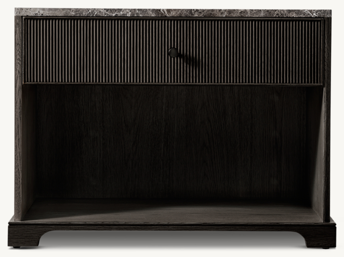 Front view of Genevieve Emperador Reeded Open Nightstand 