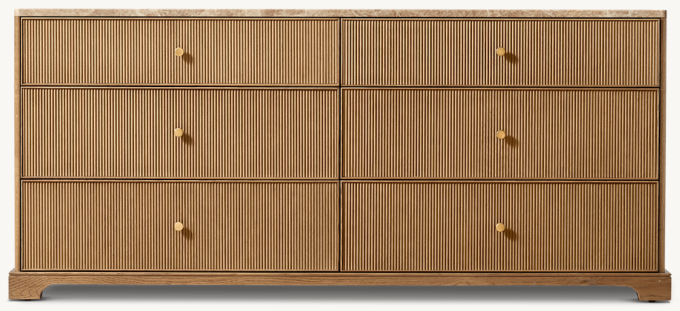 Genevieve Emperador Reeded 6-Drawer Dresser