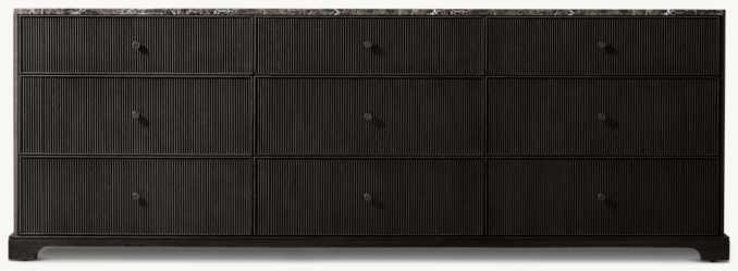 Front view of Genevieve Emperador Reeded 9-Drawer Dresser 