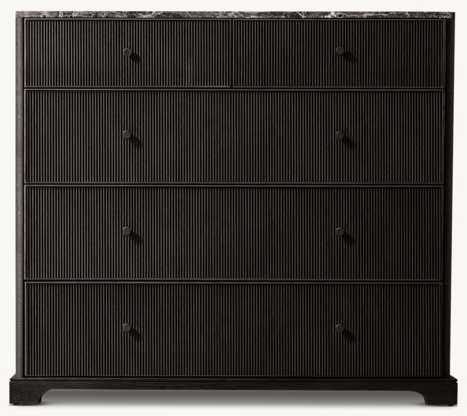 Front view of Genevieve Emperador Reeded 5-Drawer Dresser 