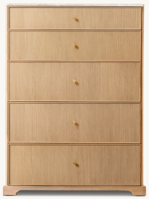 Genevieve Emperador Reeded 5-Drawer Narrow Dresser