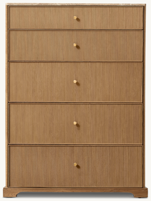 Genevieve Emperador Reeded 5-Drawer Narrow Dresser