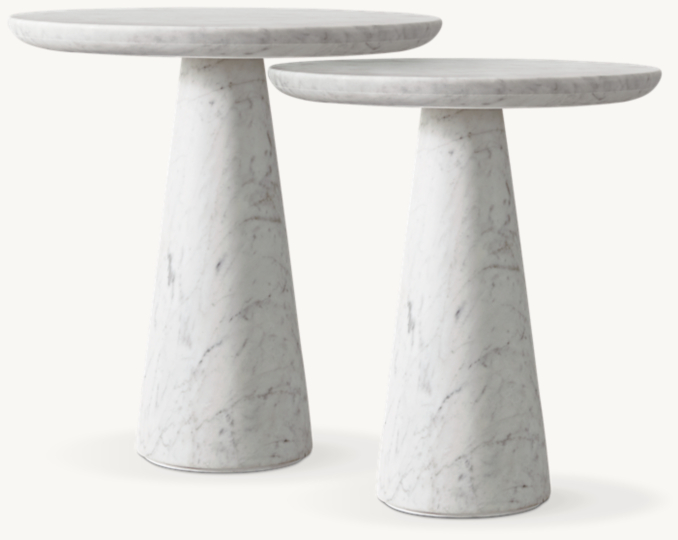 Vue de face - Cellini - Table d'appoint gigogne ronde - marbre de Carrare