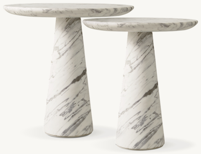Set of 2 shown in Italian Arabescato Marble.