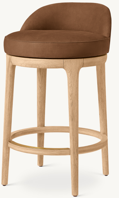 Ligné Low Back Swivel Leather Bar & Counter Stool