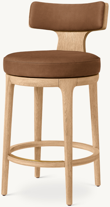 Ligné High Back Swivel Leather Bar & Counter Stool