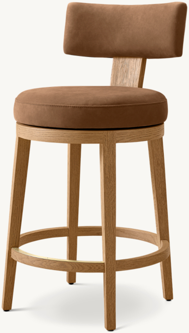 Three Quarter view of Padua Swivel Leather Bar & Counter Stool 