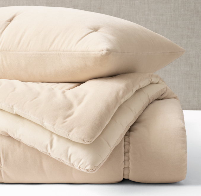 Washed Cotton Velvet Quilt - Sand | RH