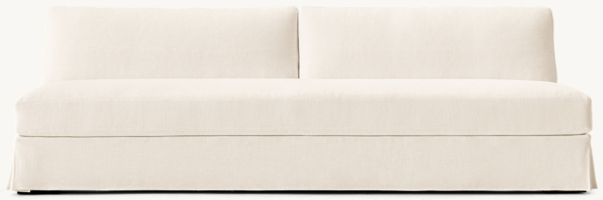 Front view of Modena Slipcovered Track Arm Armless Bench-Seat Sofa 