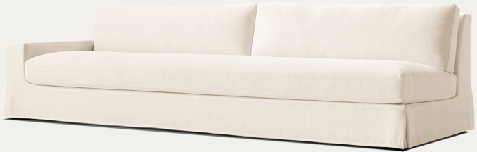 Three Quarter view of Modena Slipcovered Track Arm Left-Arm Bench-Seat Sofa 