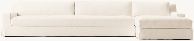 Modena Slipcovered Track Arm Right-Arm Sofa-Chaise Bench-Cushion Sectional 