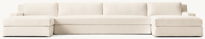 Modena Slipcovered Track Arm U-Chaise Bench-Cushion Sectional