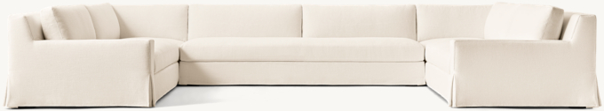 Modena Track Arm Slipcovered U-Sofa Bench-Seat Sectional