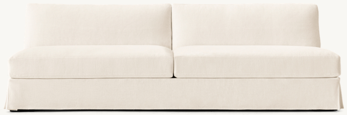 Front view of Modena Slipcovered Track Arm Armless Sofa 