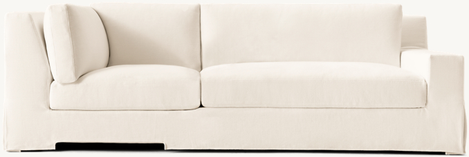 Front view of Modena Slipcovered Track Arm Right-Arm Return Sofa 