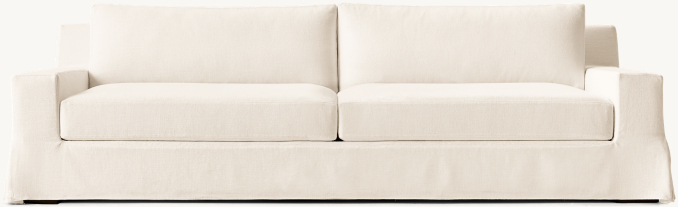 Front view of Modena Slipcovered Track Arm Bench-Seat Cushion Sofa 