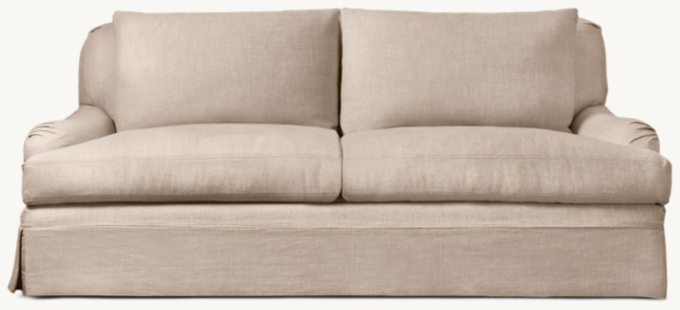 English Slipcovered Classic Roll Arm Sofa