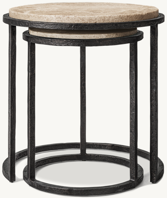 Salvador Stone Round Nesting Side Tables