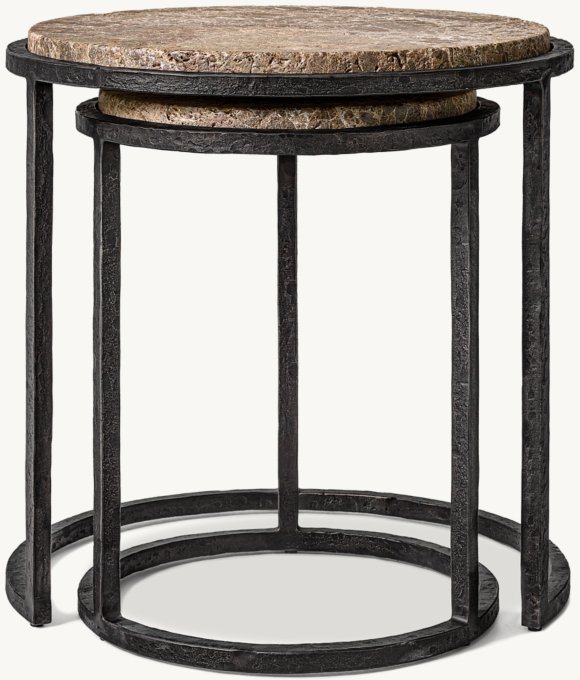 Salvador Stone Round Nesting Side Tables
