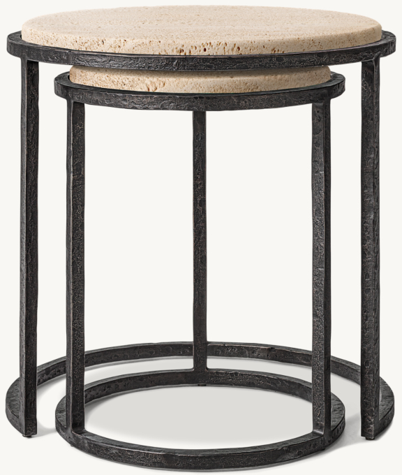 Salvador Stone Round Nesting Side Tables