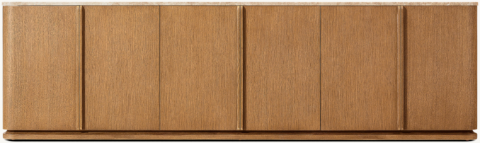 Shown in Natural Brushed Oak/Gold Emperador Marble. 