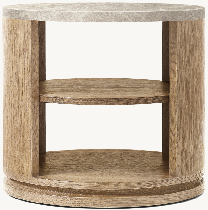 Shown in Greige Brushed Oak/Grey Emperador Marble.