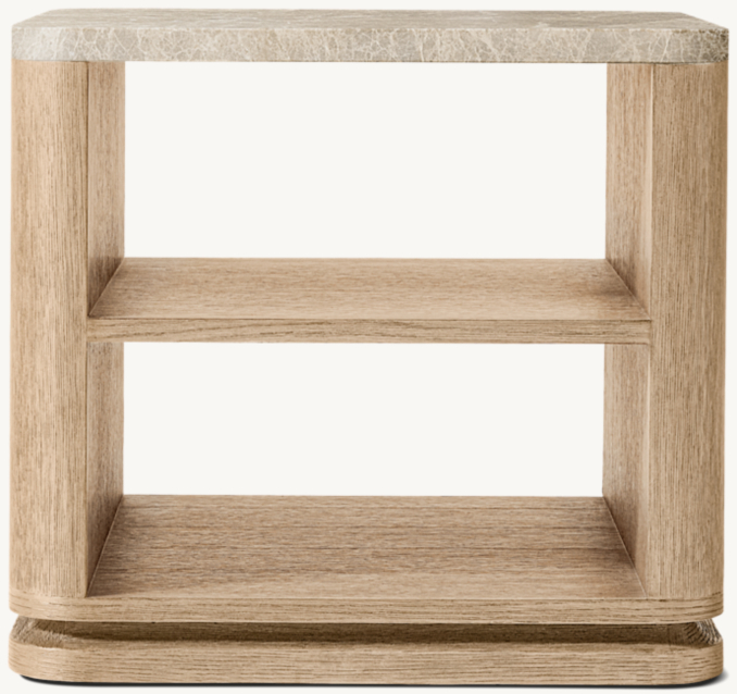 Shown in Greige Brushed Oak/Grey Emperador Marble.