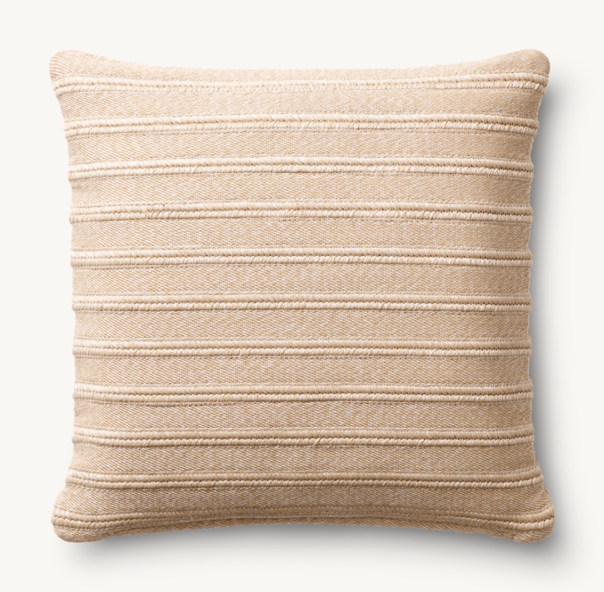 Overhead view of Textural Stripe Handwoven Braided Outdoor Pillow - Square 