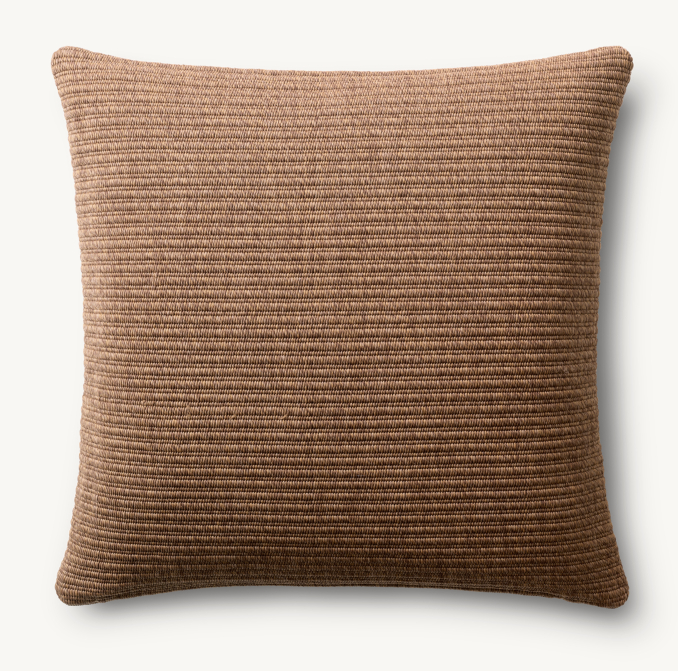 Overhead view of Textural Stripe Handwoven Ribbed Outdoor Pillow - Square 